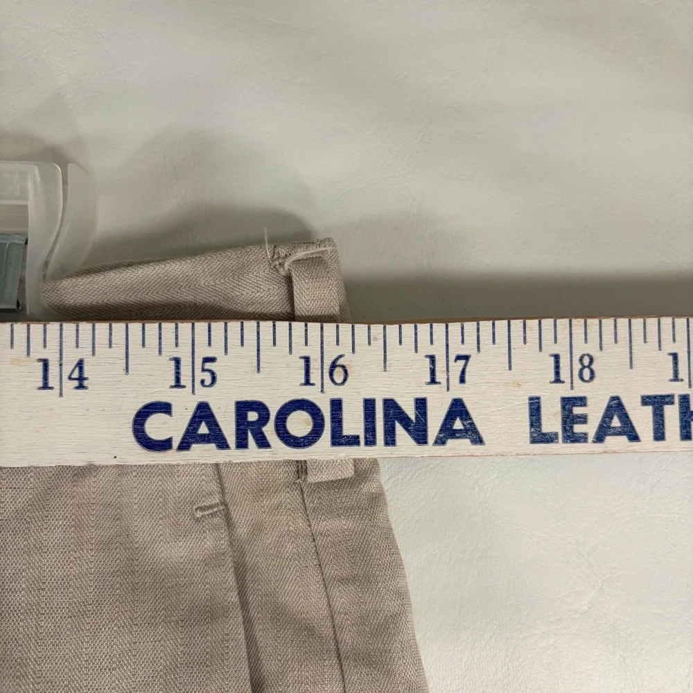 Cubavera Mens 32x34 Khaki Linen Blend Beachcore Flat Front Pants Old Money